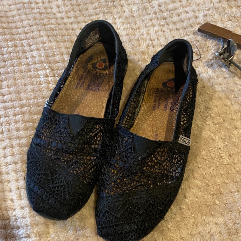 BOBS from Skechers Black Crochet Flats